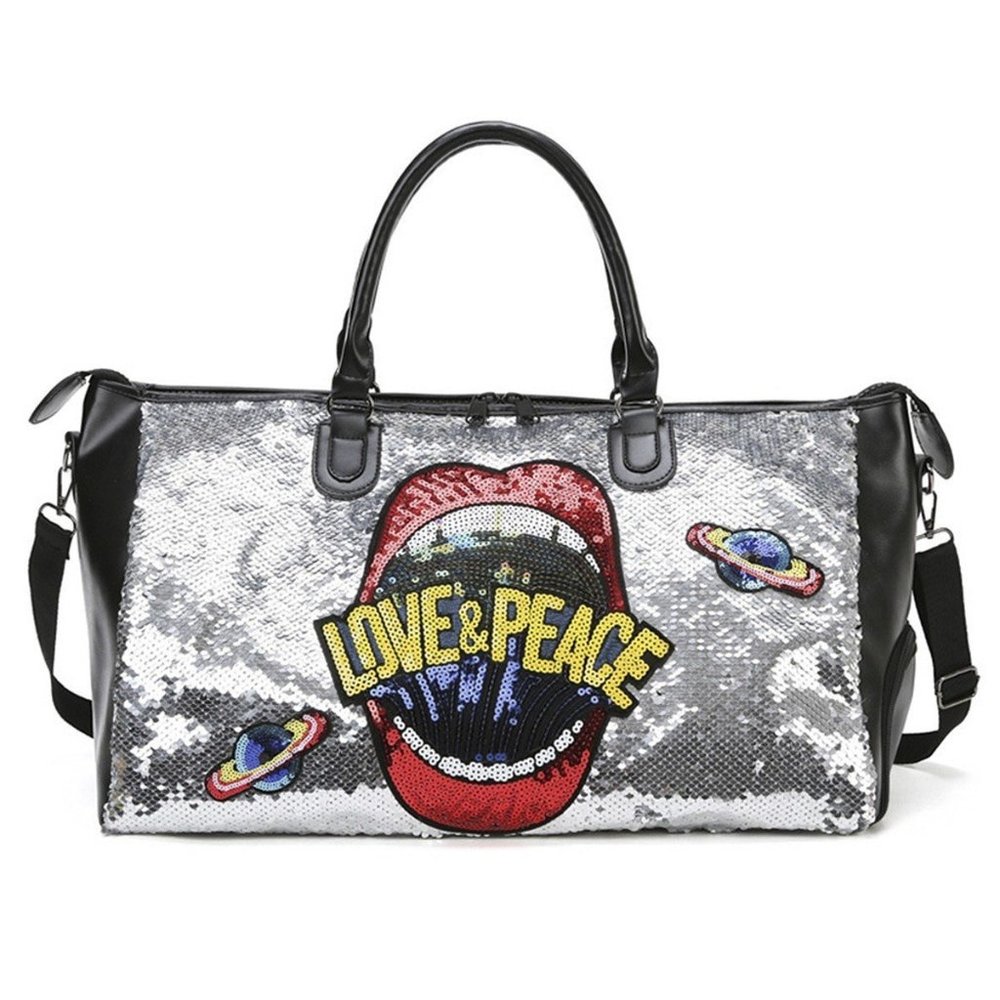 Sequin Peace & Love Overnight Bag